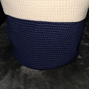 Navy and White Knit Planter Bag